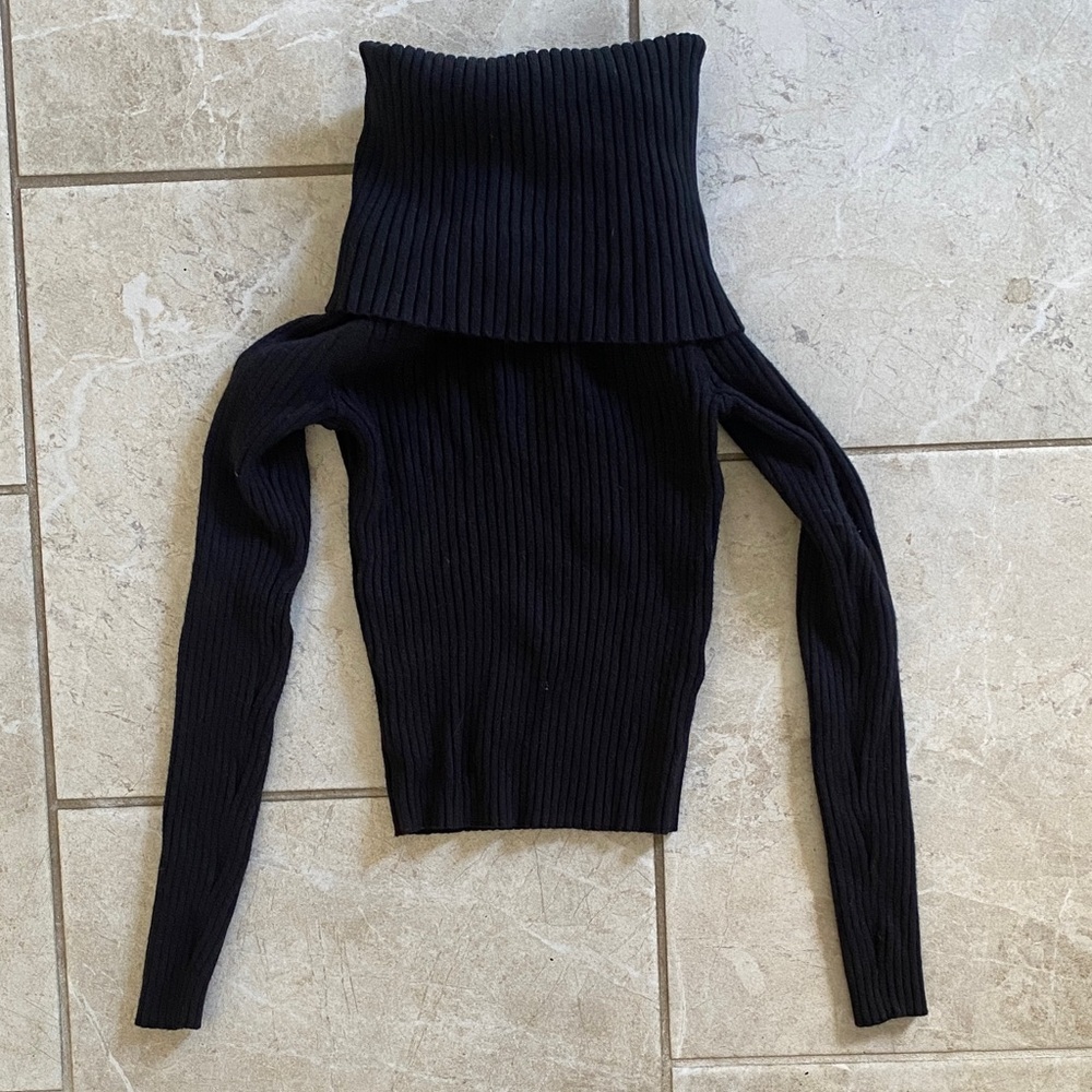 Seek The Label NWOT Black Ribbed Crop Turtleneck XS